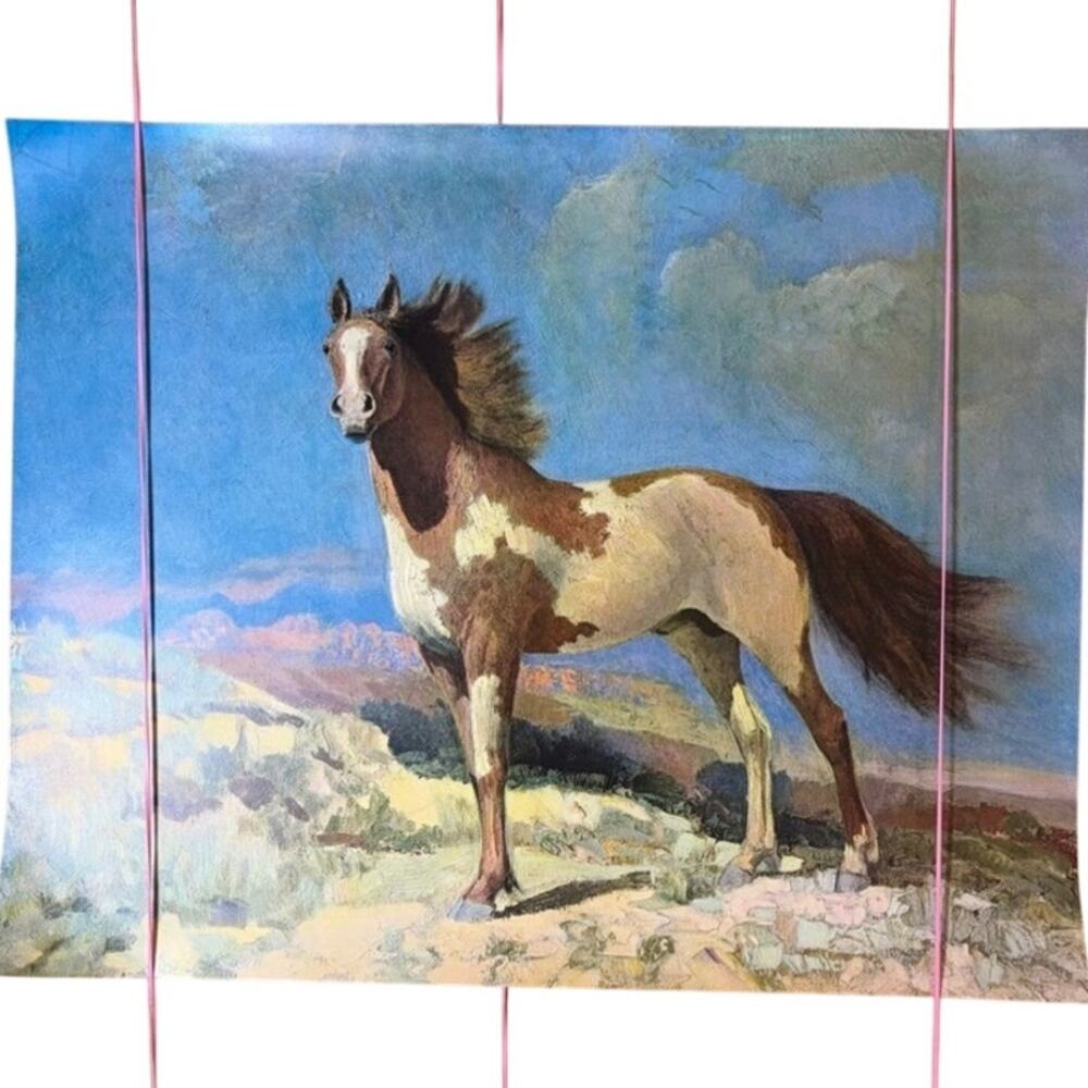 VTG 70s “Freedom” Horse Litho Print Robert Amick & Ole Larsen Western Art 20x16